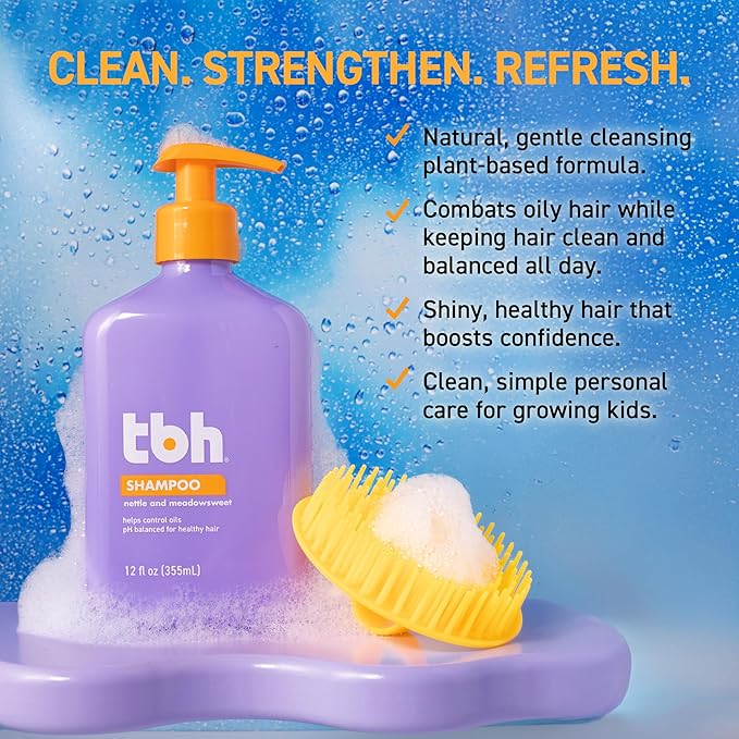 TBH Teen & Kids Shampoo - Lightweight and Detangling Hydrating Hair Shampoo for Dry, Oily, Fine, Curly, and All Hair Types - Tween and Kids Shampoo - Sulfate, Paraben Free - 12 oz