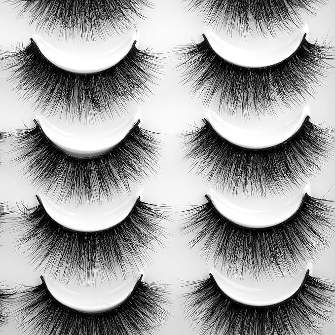 Lanflower Fake Eyelashes Natural Look Dramatic 3D Lashes Pack Faux Mink 20 Pairs 4 Styles