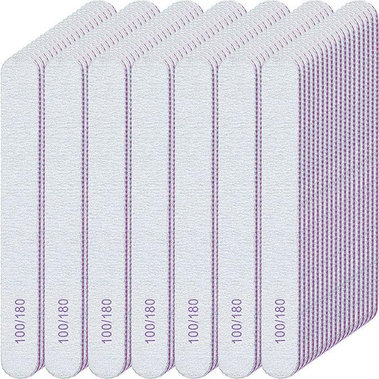 200 Pcs Nail Files 100/180 Grit Double Sides Emery Boards Reusable Nail Files for Acrylic Fingernails Professional Manicure Tools for Natural Acrylic Fingernail Home and Salon Supplies