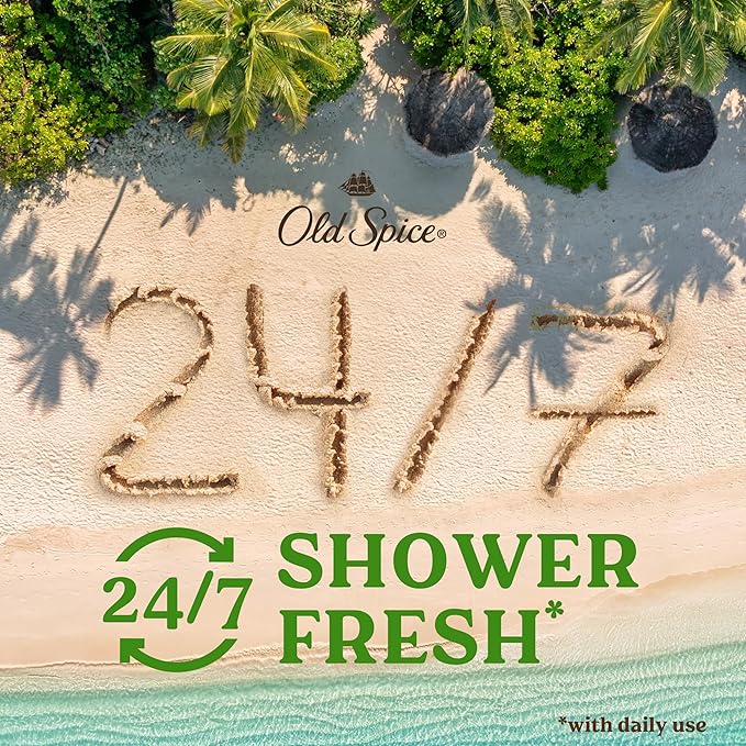 Old Spice Cleansing Body Wash for Men, 24/7 Shower Fresh with Lasting Scent, Cleanse & Refresh, Gentle on Skin, Vitamin B3, Fiji with Palm Tree + Coconut Scent, 18 oz (Pack of 4)