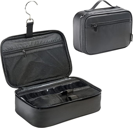 BAGSPRITE Large Hanging Toiletry Bag for Men and Women - Water-Resistant Travel Toiletry Bag - Makeup Cosmetic Bag Travel Organizer for Accessories, Shampoo, Full-size Container