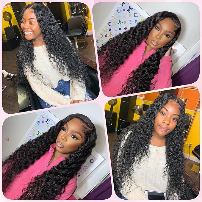 Brazilian Virgin Hair Deep Wave 4 Bundles 12A Brazilian Remy Virgin Deep Curly Human Hair Bundles 100% Unprocessed Virgin Remy Human Hair Weave Bundles Natural Black (16 18 20 22)