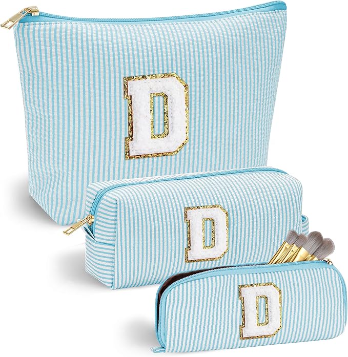 YOOLIFE Birthday Gifts for Women Her - Personalized Cute Initial Cosmetic Makeup Pouch Make Up Travel Bag for Mothers Day Gifts Teacher Sister Friend Girlfriend Mothers Day Gifts for Mom D