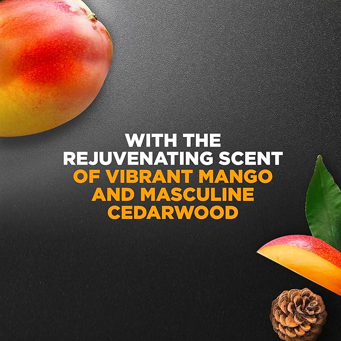 DOVE MEN + CARE Body and Face Wash Rejuvenating Mango + Cedarwood 3 Pack for Men, with 24-Hour Nourishing Micromoisture Technology, 30 oz