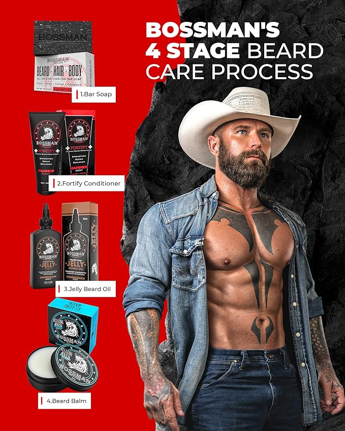 Bossman Relaxing Beard Balm for Men (Magic Scent) – Tames, Relaxes, Thickens & Softens for Ultimate Beard Care – Made in USA