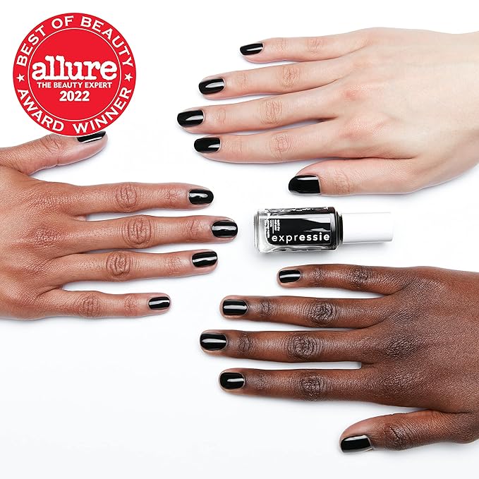 Essie expressie, Quick-Dry Nail Polish, 8-Free Vegan, True Black, Now Or Never, 0.33 fl oz (Pack of 2)