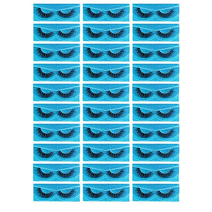 FARRED Wholesale Fluffy Dramatic Bulk Lashes 30 pairs Pack Individual Box 18mm Volume Faux Mink Eyelash Thick 8D Fake Lash Short Natural Look Eyelashes (F08-30 pairs)