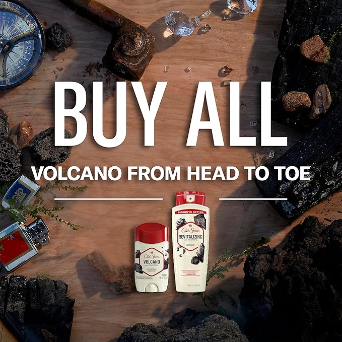 Old Spice Cleansing Body Wash for Men, 24/7 Shower Fresh with Lasting Scent, Exfoliate & Moisture, Gentle on Skin, Vitamin B3, Volcano with Dark Cedar + Amber Scent, 18 oz (Pack of 4)