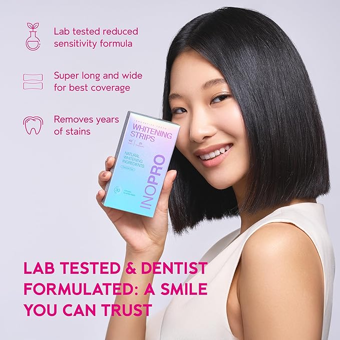 Teeth Whitening Strips 21 Treatments Kit - Teeth Whitener, Peroxide Free, Enamel Safe Green White Strips, Deep Stains Removal - Instant Teeth Whitening Without The Harm (42 Strips)