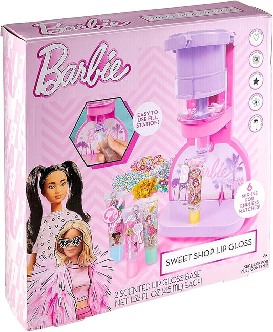 Horizon Group USA Barbie Sweet Shop Lip Gloss Making Kit, Makes 12 Barbie Accessories, Barbie Lip Glosses & Keychains, Arts and Crafts kit for Kids Ages 6+, Gifts for 6 Year Old Girl