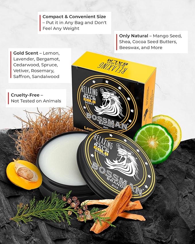Bossman Jelly Beard Oil for Men & Beard Balm for Men Combo - Gold Scent