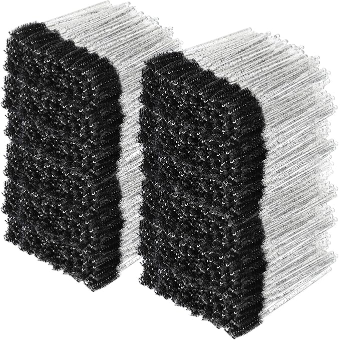 Skylety 1000 Pcs Disposable Mascara Wands Bulk Mascara Eyelash Brush Spoolies Makeup Applicator Eyelash Wands for Eye Lash Extension, Eyebrow Comb, 3.9 x 0.2 x 0.3 Inch (Black,Glitter)