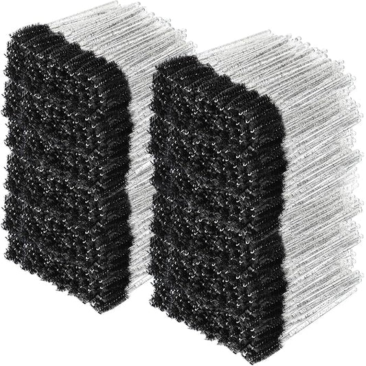 Skylety 1000 Pcs Disposable Mascara Wands Bulk Mascara Eyelash Brush Spoolies Makeup Applicator Eyelash Wands for Eye Lash Extension, Eyebrow Comb, 3.9 x 0.2 x 0.3 Inch (Black,Glitter)