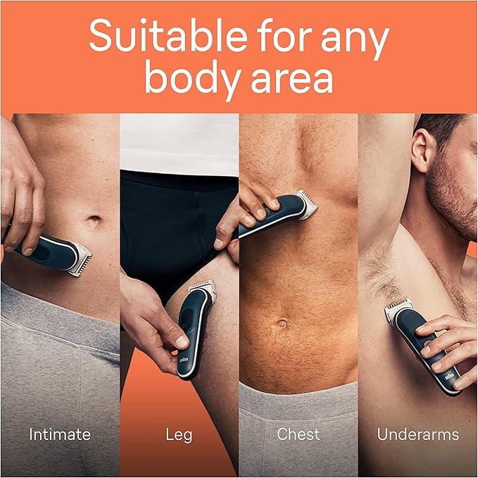 Braun Body Groomer Series 5 5360, Body Groomer for Men, for Chest, Armpits, Groin, SkinSecure Technology for Gentle Use and Clean Shave Attachment, Waterproof, Cordless with 100-min Run Time