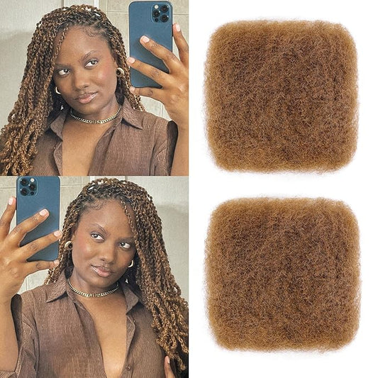 BLL Afro Kinkys Bulk Human Hair-100% Human Hair for Mini Twist Braiding Dreadlock Loc Extensions Afro Kinky Curly Hair Bulk Black Color (30#, 18 Inch (Pack Of 1))