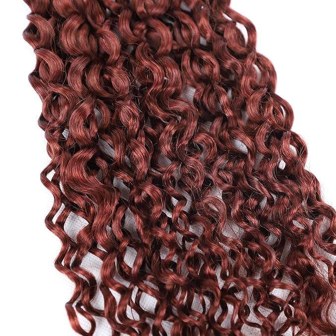Reddish Brown Water Wave Human Braiding Hair No Weft 100g (1Pack-2Bundles) 100% Brazilian Virgin Human Bulk Hair Micro Braiding Human Hair For Boho Braids (Water Bulk (Reddish Brown), 24 Inch)