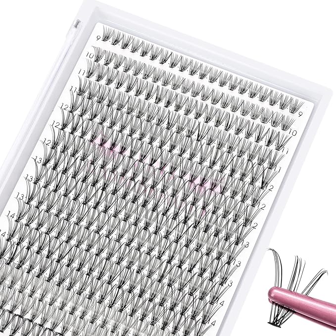 280 Pcs Individual Lashes 20D-D-0.10-9-16mix Cluster Lashes 20D C D Curl Wispy Lashes Bottom Lashes DIY Lashes At Home (20D-D-0.10-9-16mix)