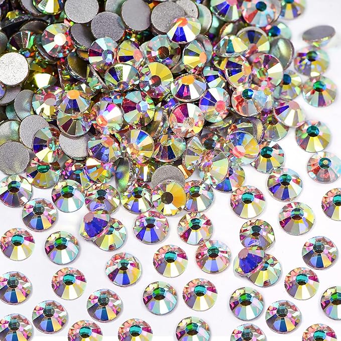 Blinginbox Flatback Rhinestones Bulk,14400pcs Crystal Round Loose Gemstones Glass Rhinestones for Crafts Makeup Nail Art Clothes Shoes DIY Decorations(SS10,2.7-2.9mm,Crystal AB)