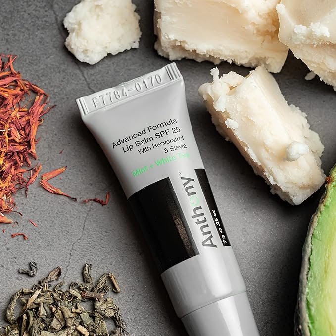 Anthony SPF 25 Lip Balm Sunscreen. Mint and White Tea Flavor, With Green Tea Extract, Shea Butter & Vitamin E, Moisturizing Repair Treatment for Chapped and Dry Lips, Hydrates & Nourishes, 0.25 Oz