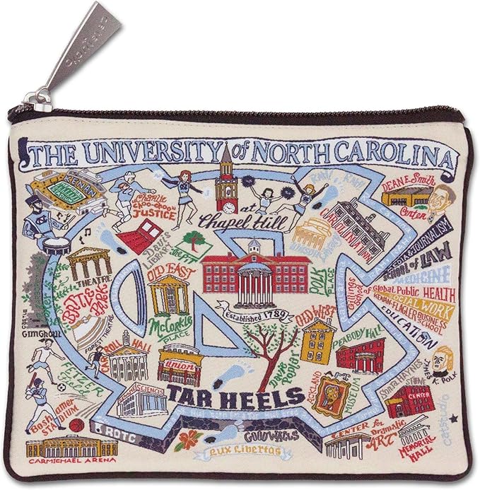 Catstudio Collegiate Zipper Pouch, University of North Carolina Travel Toiletry Bag, Ideal Gift for Alumni, Makeup Bag, Dog Treat Pouch, or Travel Purse