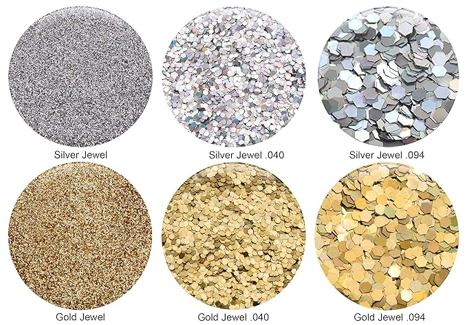 (6PK) - Holographic Gold & Silver Glitter Kit - Solvent Resistant & Great for Nail Art Polish, Gels, Acrylics Supplies - Quality Glitter Made in the USA! - (60 Grams)