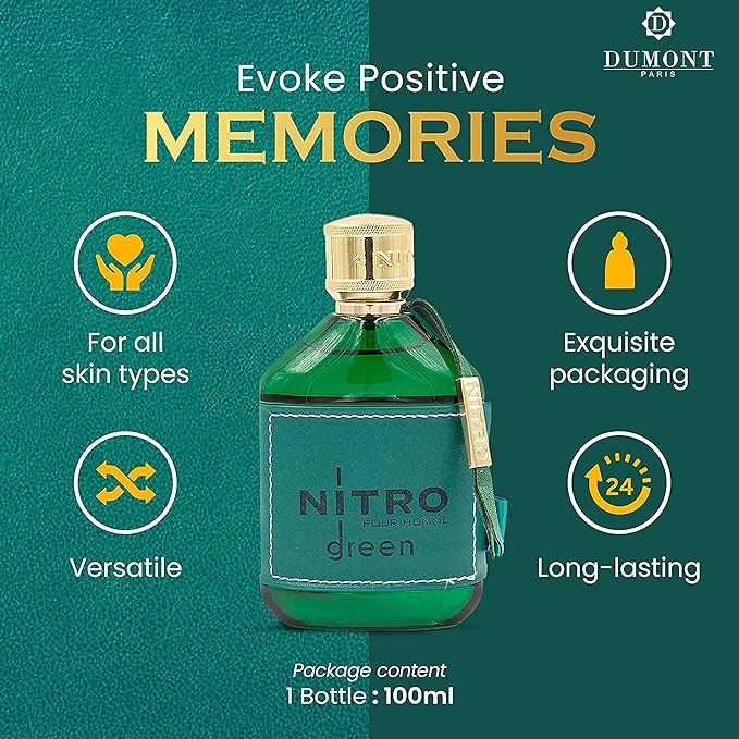 Nitro Green - Eau De Parfum - 3.4oz - Luxury Perfume for Men - Woody, Floral, Fruity & Masculine Fragrance - Long Lasting Cologne Mist & Body Spray - for Him