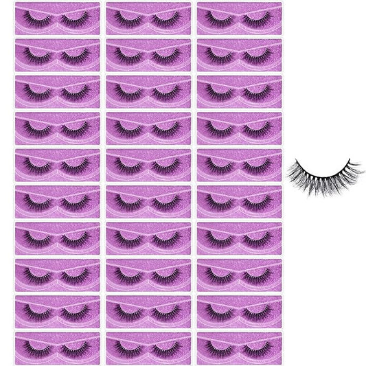 FARRED Wholesale Fluffy Dramatic Bulk Lashes 30 pairs Pack Individual Box 17mm Volume Faux Mink Eyelash Thick 8D Fake Lash Short Natural Look Eyelashes (F04-30 pairs)