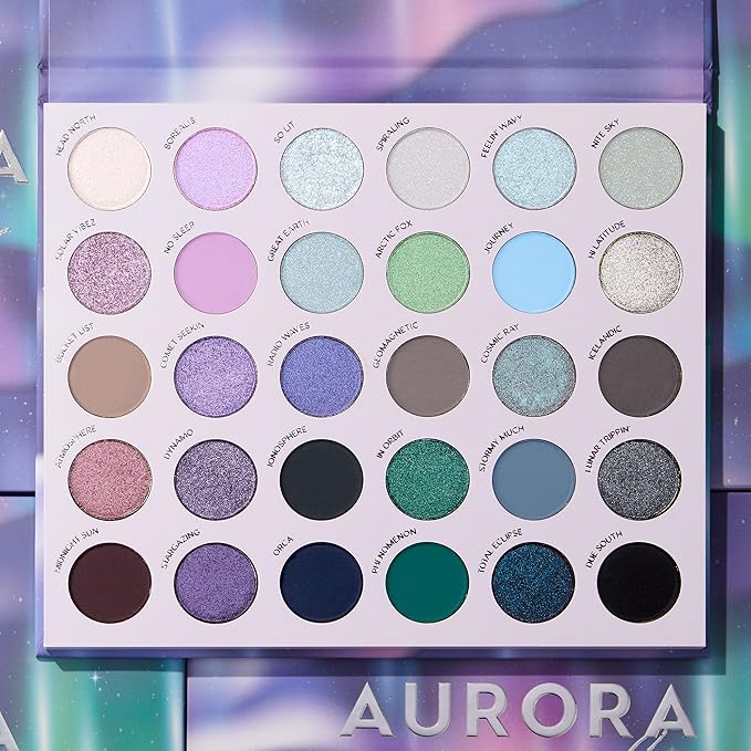 ColourPop Aurora Struck Eyeshadow Palette - Cool Tone Eye Makeup Palette with Matte, Metallic, Matte Sparkle & Glitter Finishes - High-Pigment Eye Makeup with a Long-Wearing Formula (1.16 oz)