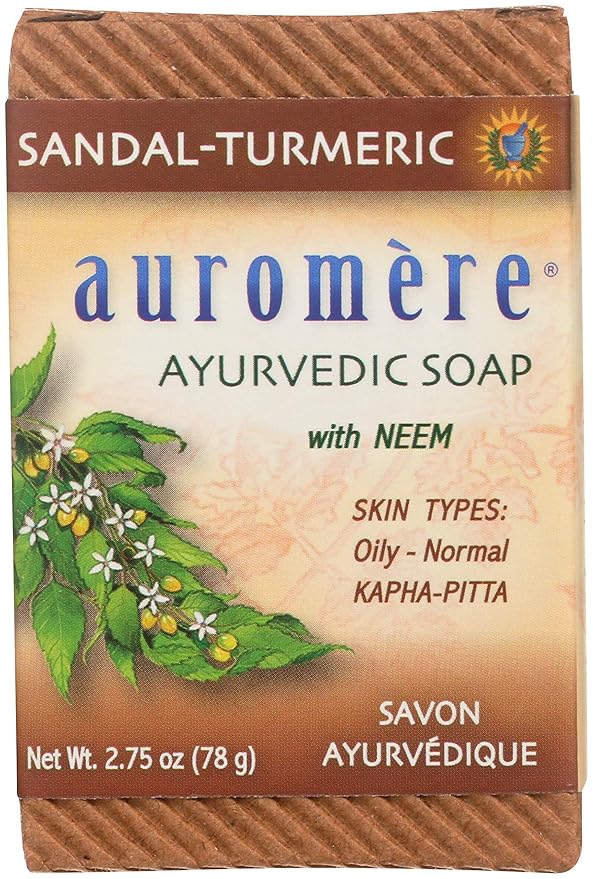 Auromere Ayurvedic Bar Soap, Sandal Turmeric - Eco Friendly, Handmade, Vegan, Cruelty Free, Natural, Non GMO (2.75 oz), 1 pack