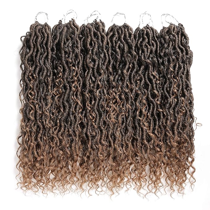 Aipin Goddess Locs Crochet Hair 18 Inch Boho River Locs Hippie Locs Wavy Crochet With Curly Hair In Middle And Ends Braids Hair Extensions (7Packs,18 inch, T27)