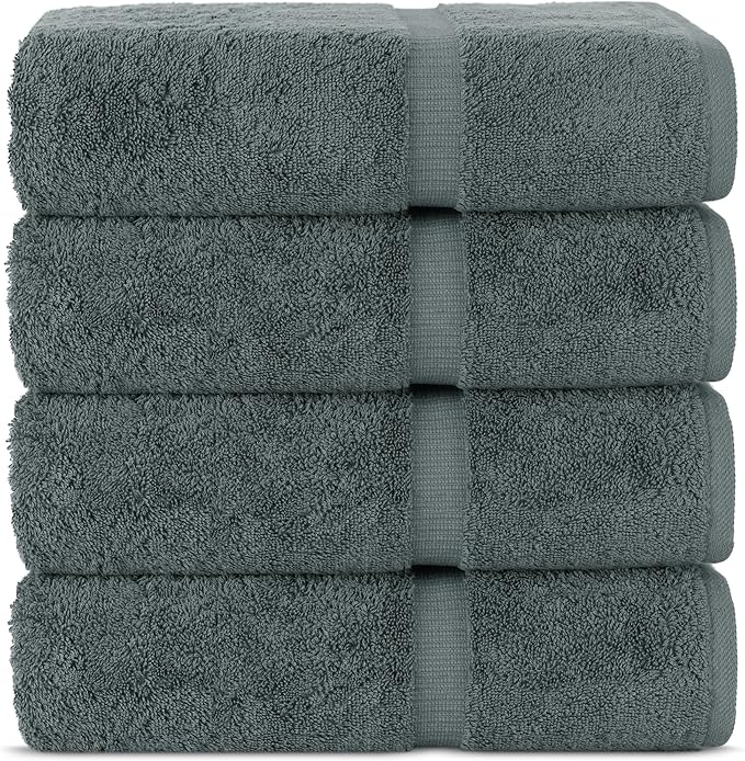 Chakir Turkish Linens Premium Cotton Absorbent Turkish Towels (Bath Towel - Set of 4, Dark Gray)
