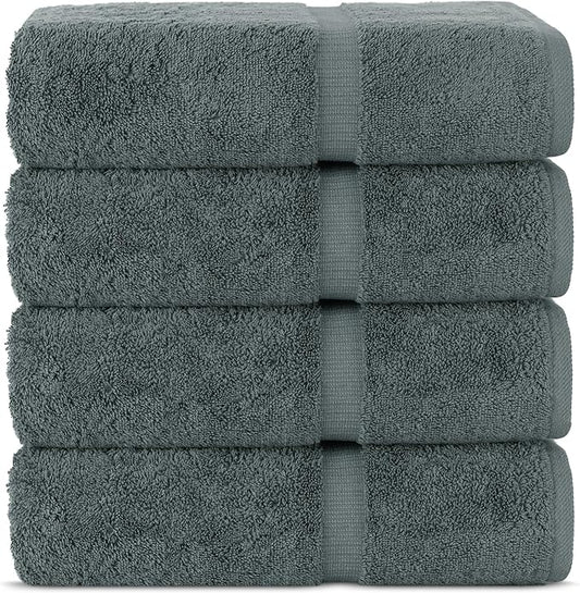 Chakir Turkish Linens Premium Cotton Absorbent Turkish Towels (Bath Towel - Set of 4, Dark Gray)