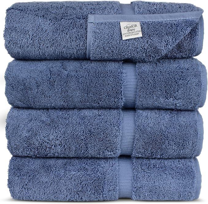 Chakir Turkish Linens Premium Cotton Absorbent Turkish Towels (Bath Towel - Set of 4, Wedgewood)