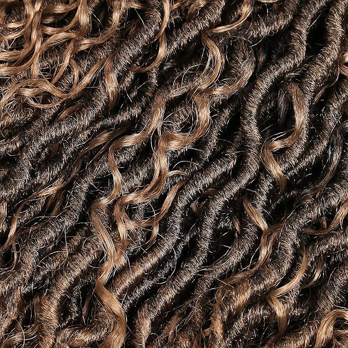 Aipin Goddess Locs Crochet Hair 18 Inch Boho River Locs Hippie Locs Wavy Crochet With Curly Hair In Middle And Ends Braids Hair Extensions (7Packs,18 inch, T27)