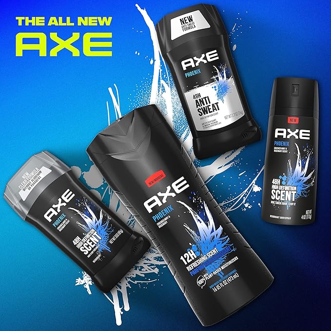 Axe Body Spray Deodorant For Long Lasting Odor Protection, Phoenix Deodorant For Men Formulated Without Aluminum, 4 Oz (Pack of 4)