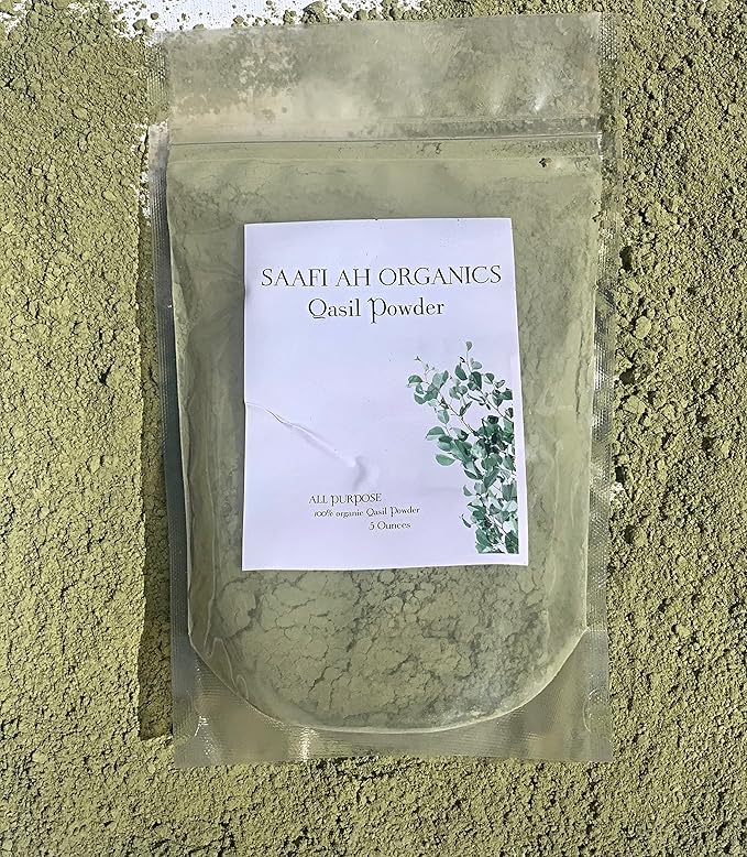 Qasil Powder Natural Leaf Powder, exfoliates, detoxifies, Helps with clogged pores and Blemishes. soap,Used as a Shampoo. (Large 5 oz)