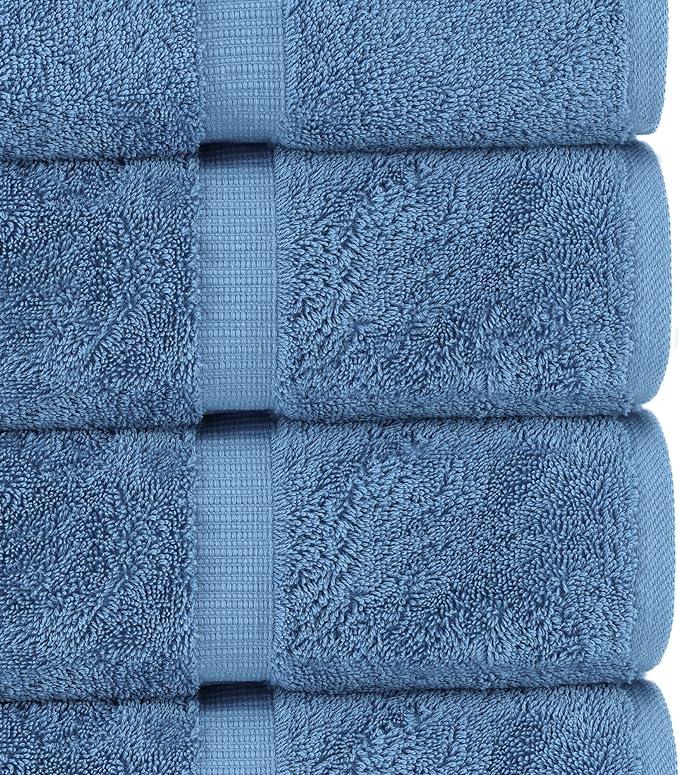 Chakir Turkish Linens Premium Cotton Absorbent Turkish Towels (Bath Towel - Set of 4, Wedgewood)